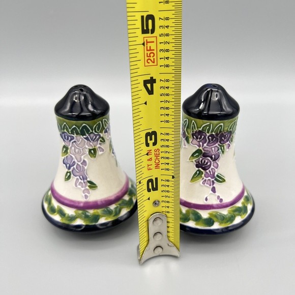 Blue Sky Clayworks Salt Pepper Shakers Clematis Ceramic Floral Wisteria 15610 - Picture 9 of 9